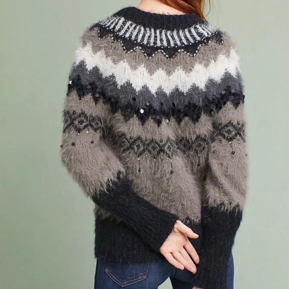 Anthropologie Sleeping on Snow Fair Isle Bubble-Sleeve Pullover sweater - Picture 4 of 9